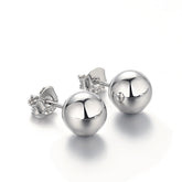 Round Bead Silver Studs Earrings for Women